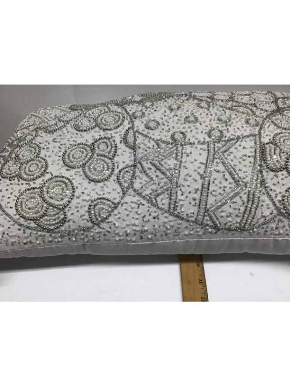 Easter Spring Sequin Beaded White Rectangle 23x10 Decorative Throw Pillow
